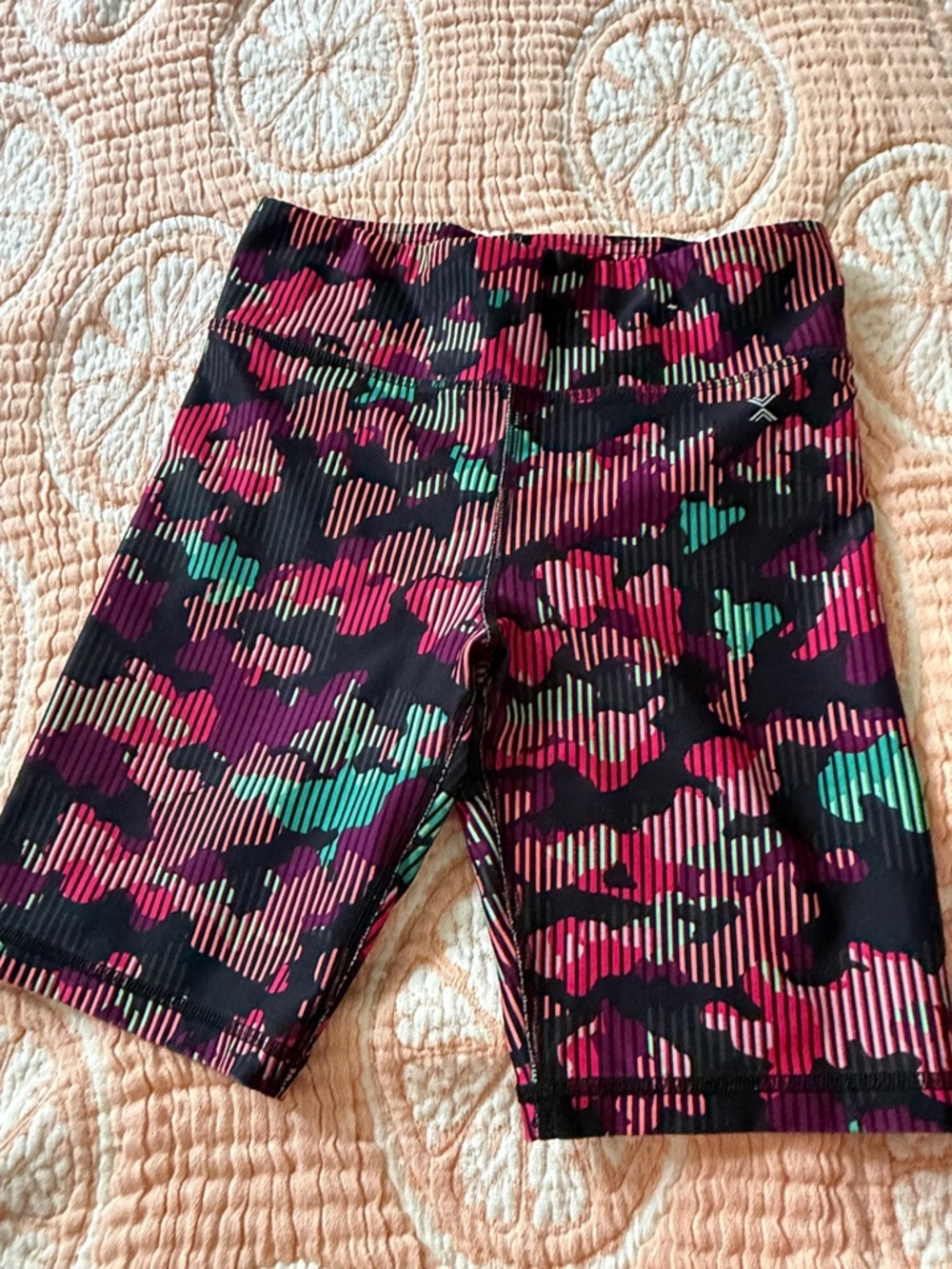 Xersion Girls' Multi-Color Camouflage Active Shorts - Black, Pink, Teal, Purple